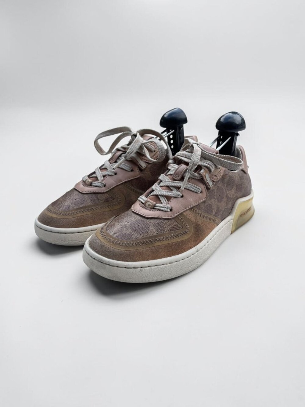 Coach Womens Signature Print Sneakers Brown Pink Low-Top Lace-Up Shoes Size 7.5 - Picture 2 of 6